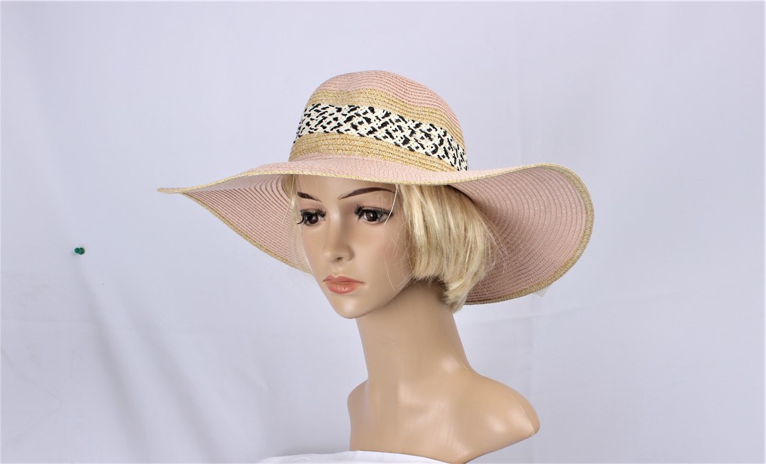 HEAD START  wide brim braided sunhat w nat trim,decorated band  Style: HS/4478PINK image 0